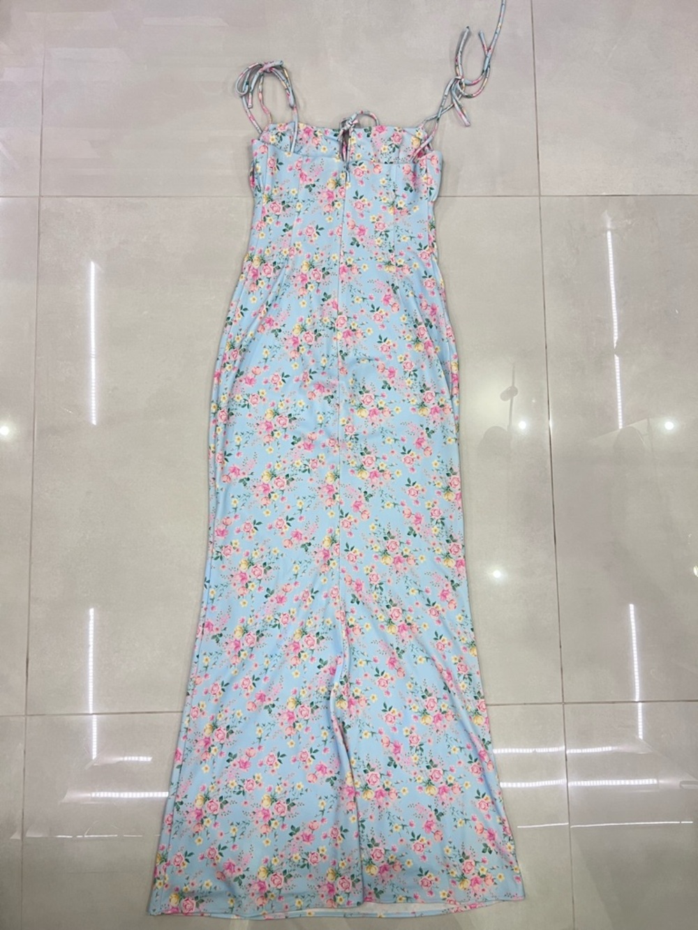 House of CB RAPHAEL Pale Blue Floral Summer Maxi Dress - Picture 5 of 10
